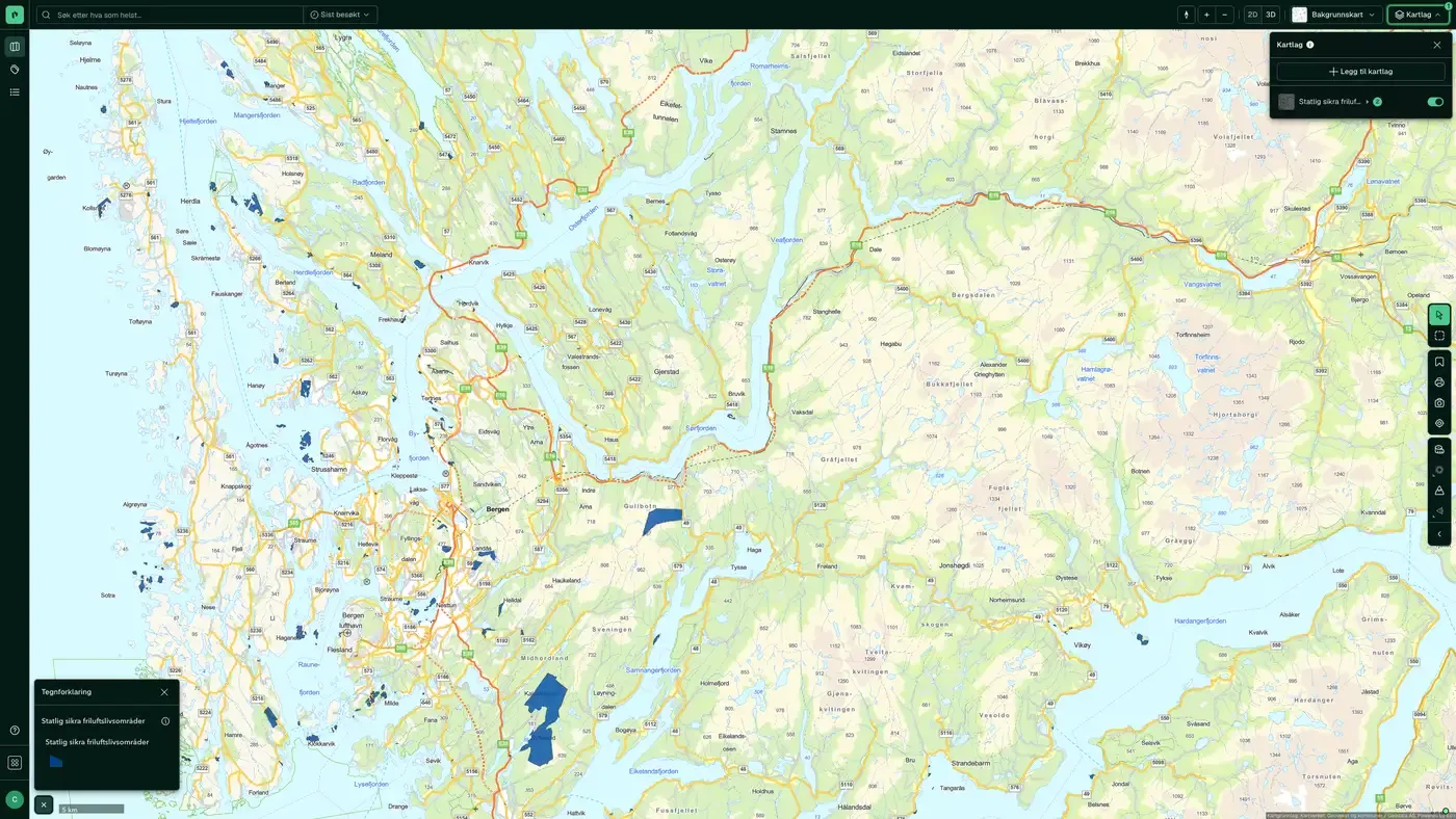 Statlig sikra friluftslivsområder i Placepoint