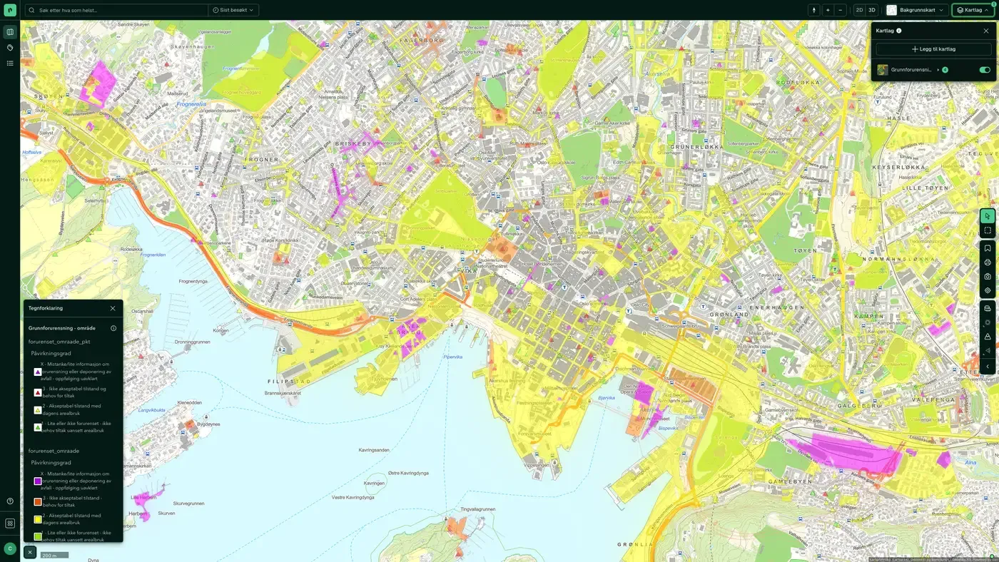 Grunnforurensning - område i Placepoint