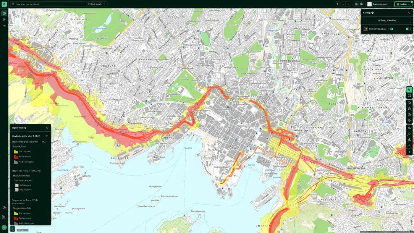 Kartlag Støy - Støykartlegging etter T-1442 aktivert