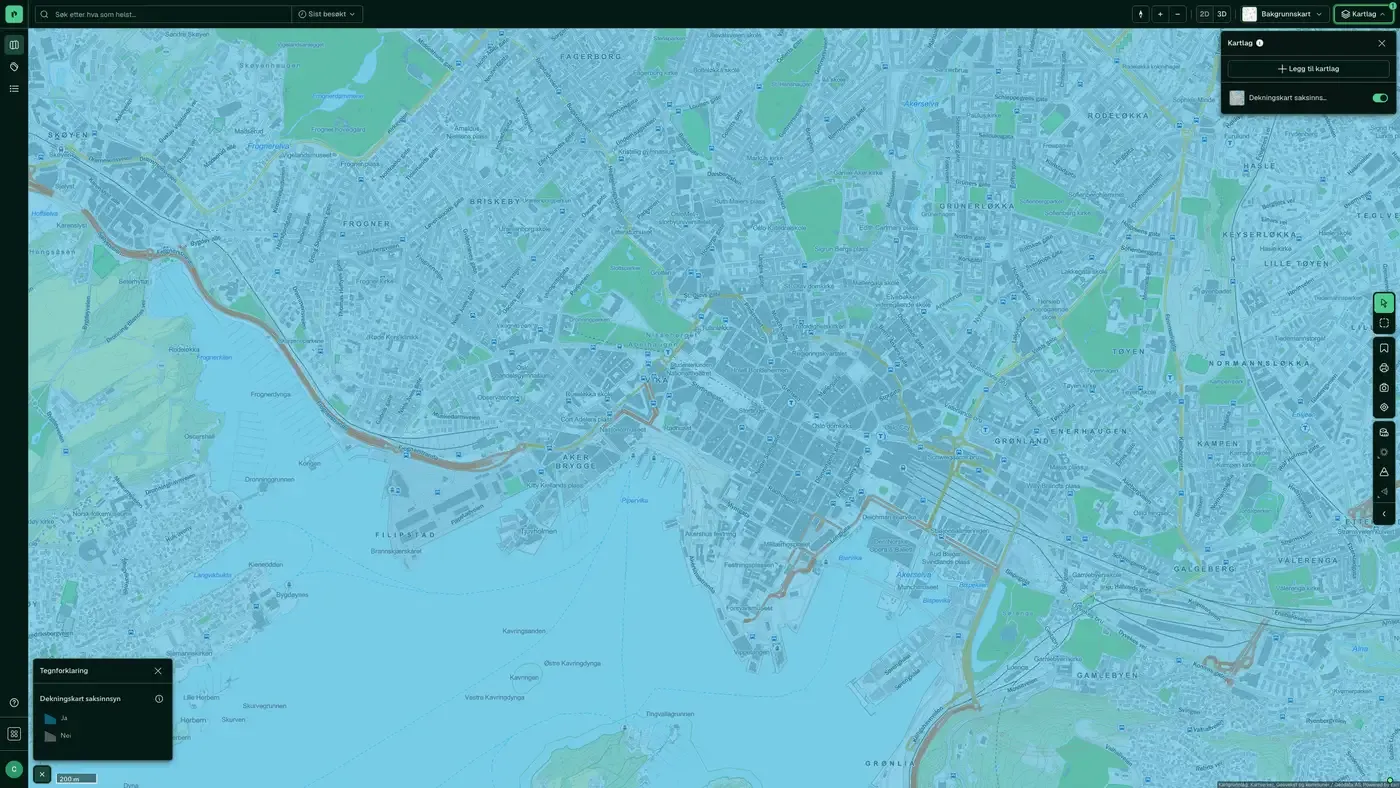 Dekningskart saksinnsyn i Placepoint