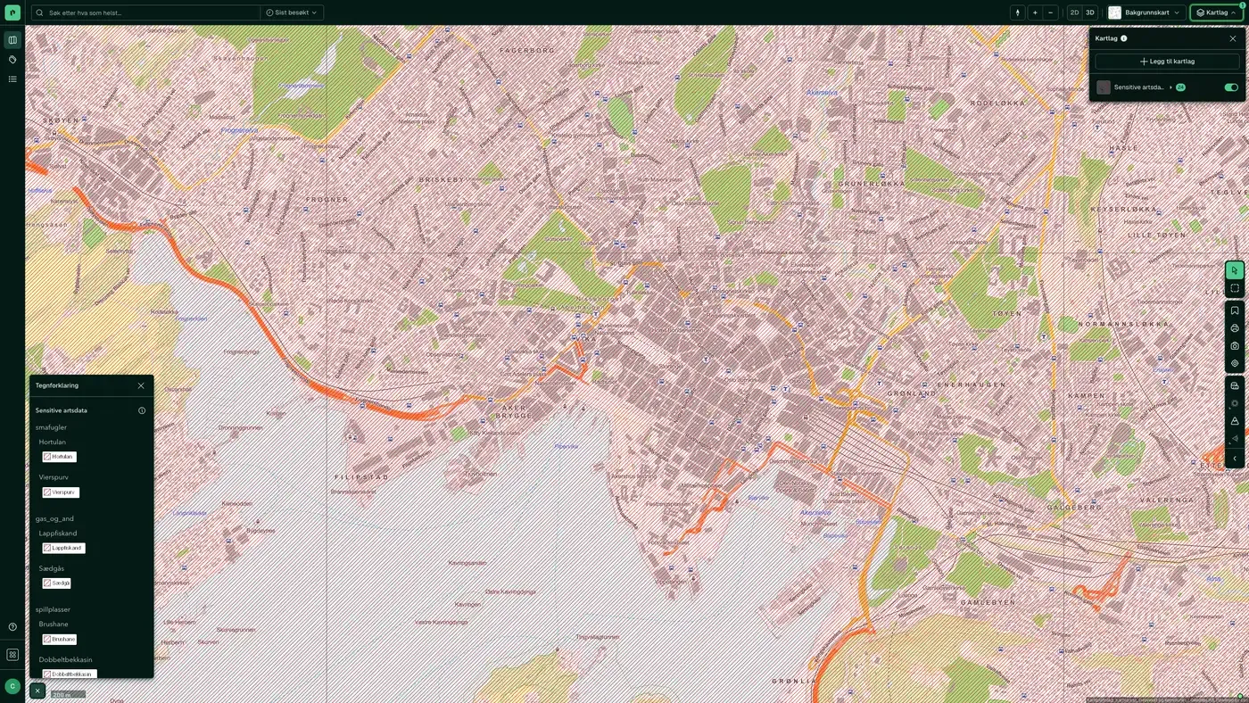 Sensitive artsdata i Placepoint