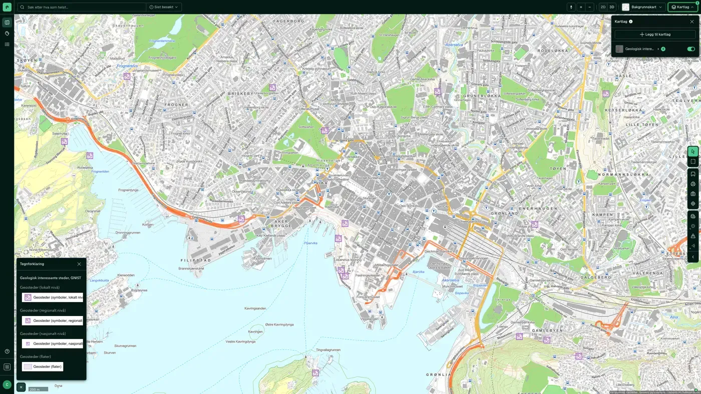 Geologisk interessante steder, GNIST i Placepoint