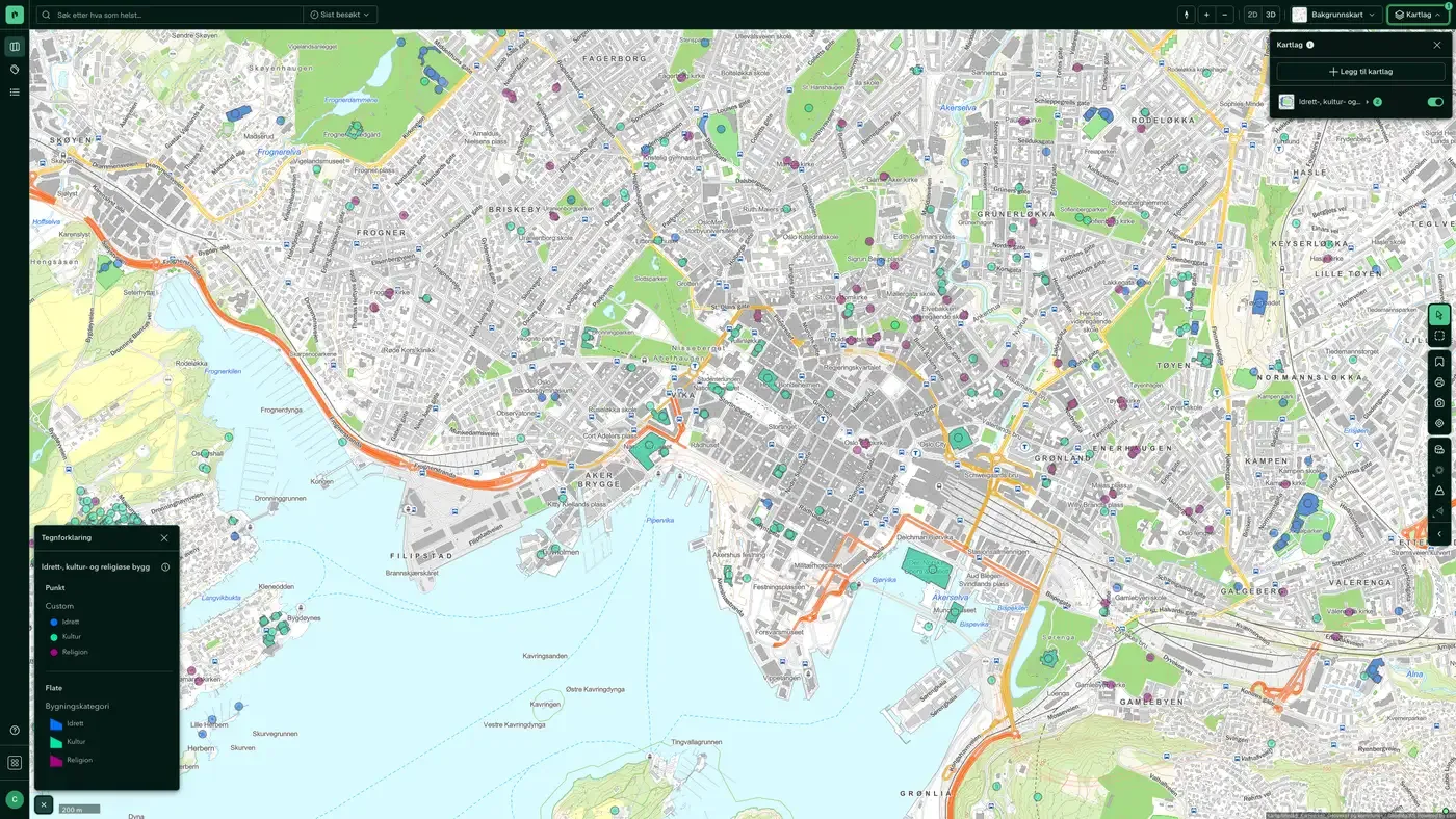 Idrett-, kultur- og religiøse bygg i Placepoint
