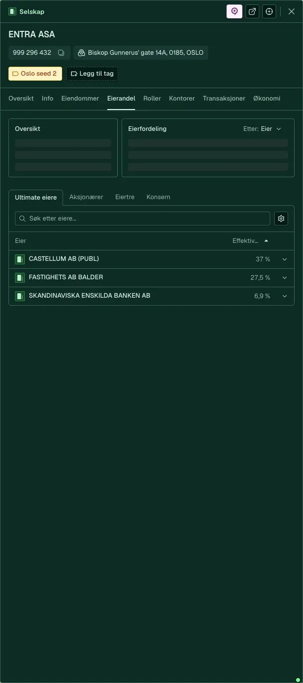 The ownership tab in the company panel, with the conglomerate and ownership shares