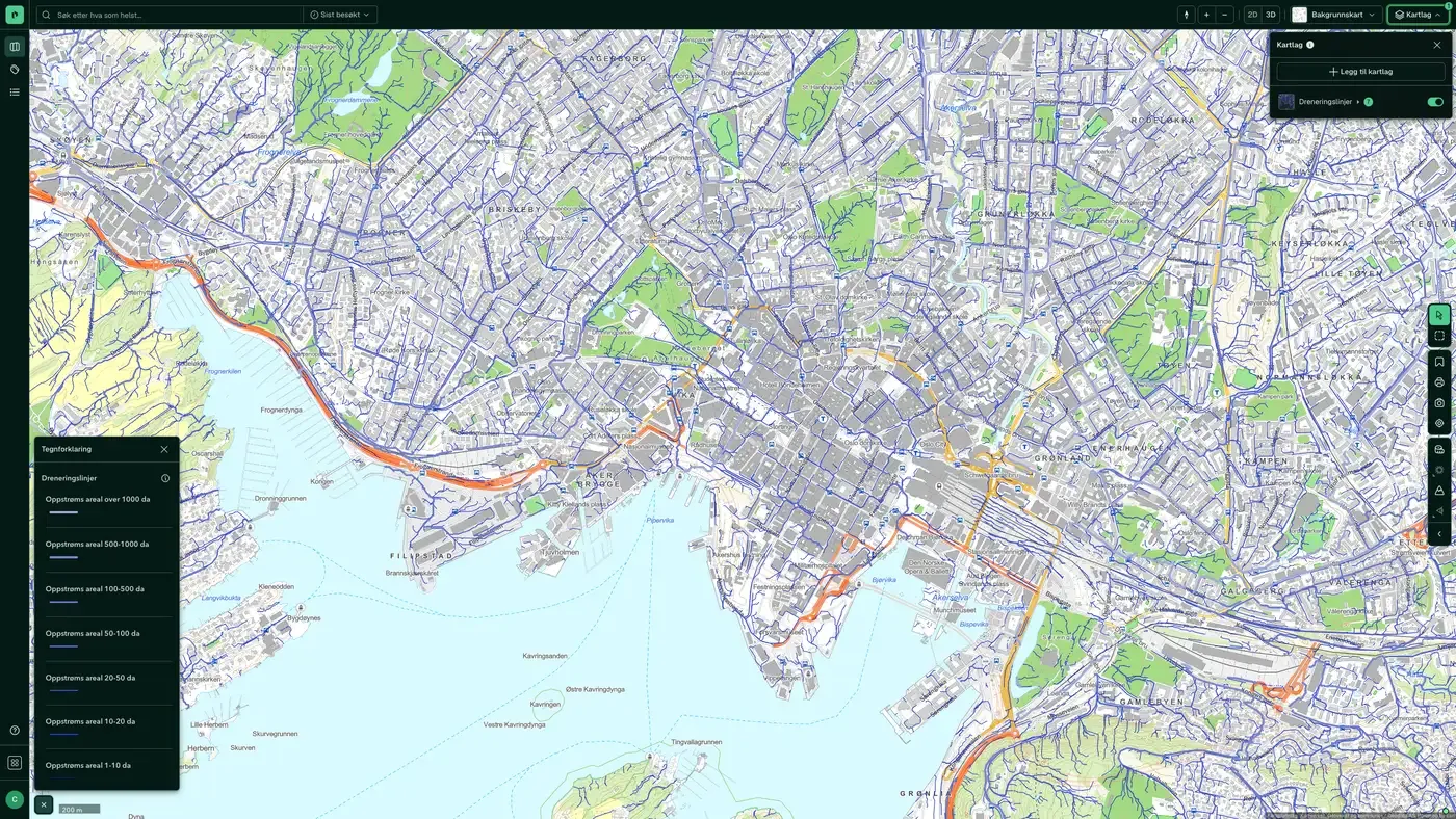 Dreneringslinjer i Placepoint