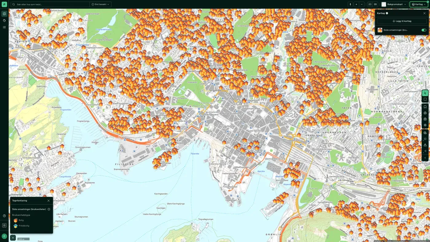 Siste omsetninger (bruksenheter) i Placepoint