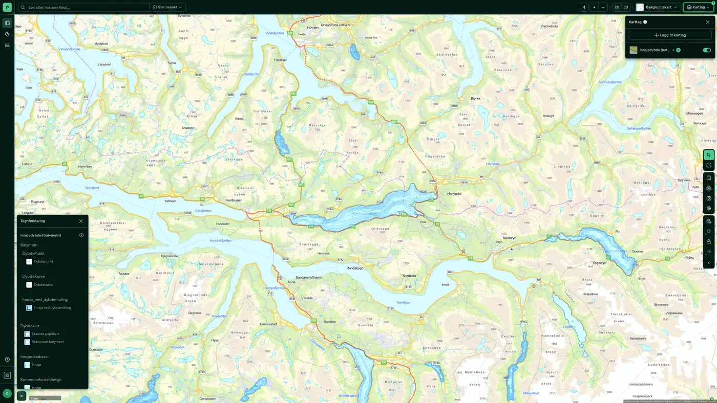 Innsjødybde (batymetri) i Placepoint